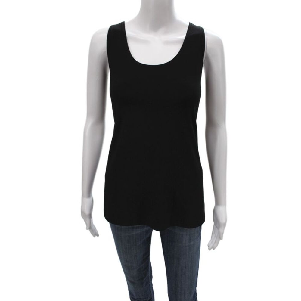 Sympli Womens Basic Sleeveless Scoop Neck Black Tank Size 8